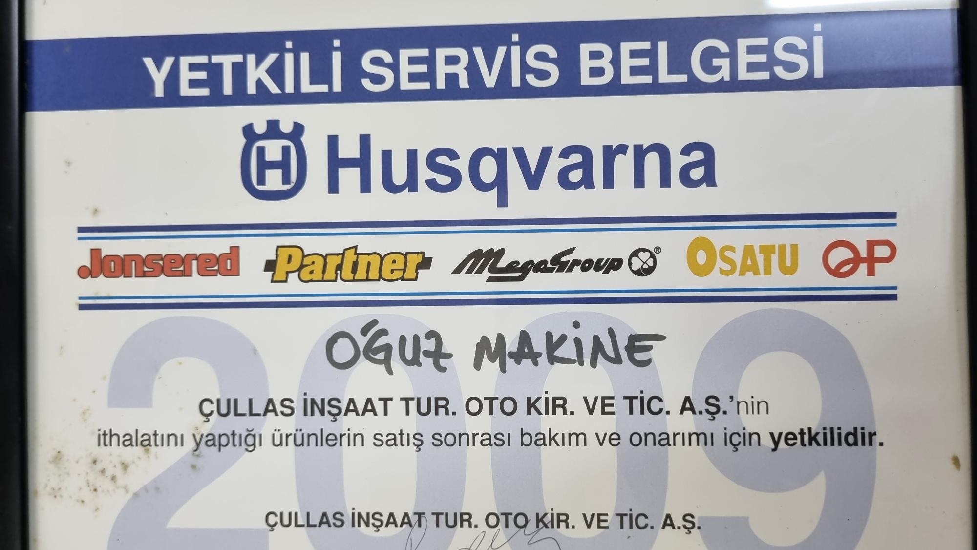 HUSQVARNA YETKİLİ SERVİS BELGESİ