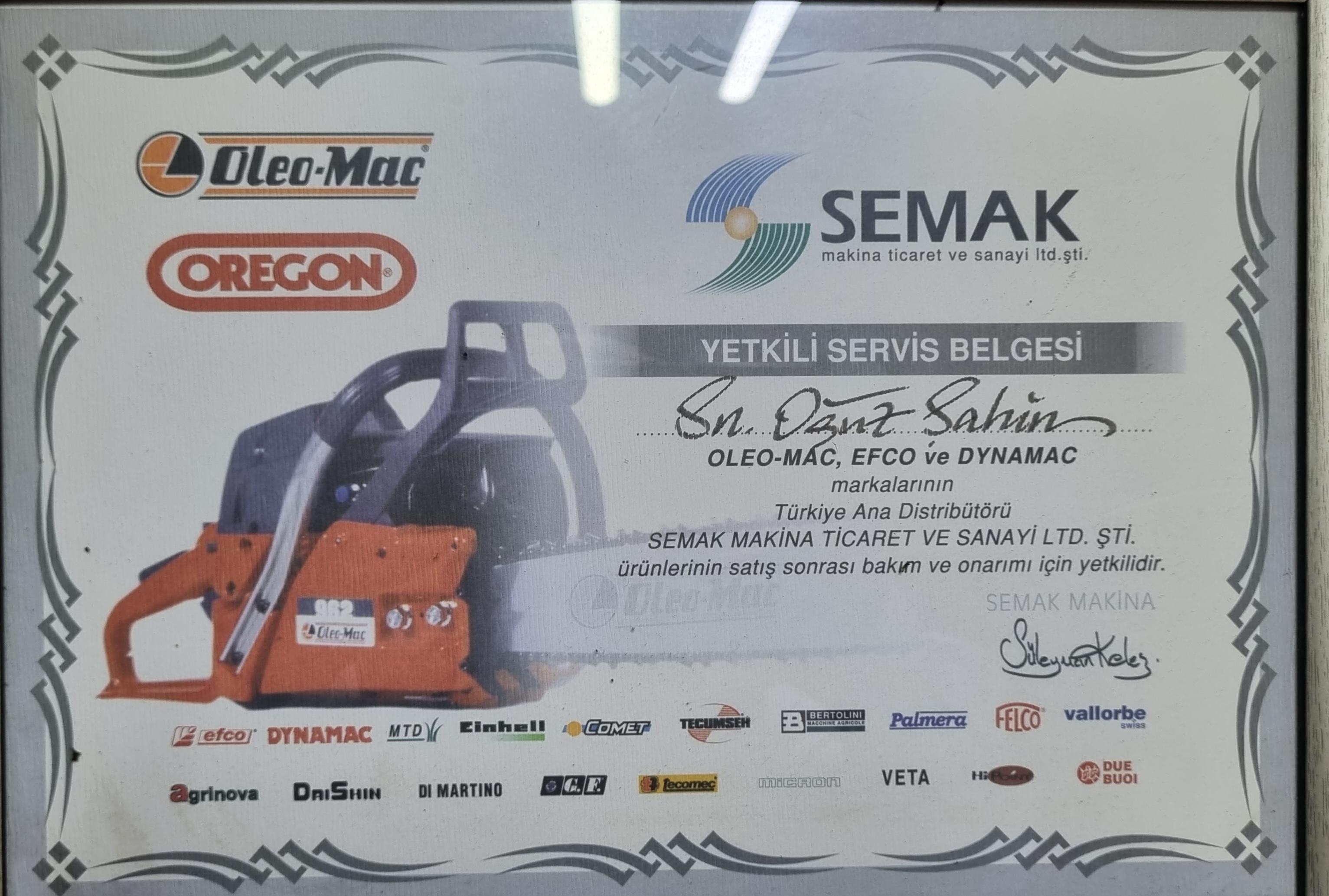 SEMAK YETKİLİ SERVİS BELGESİ